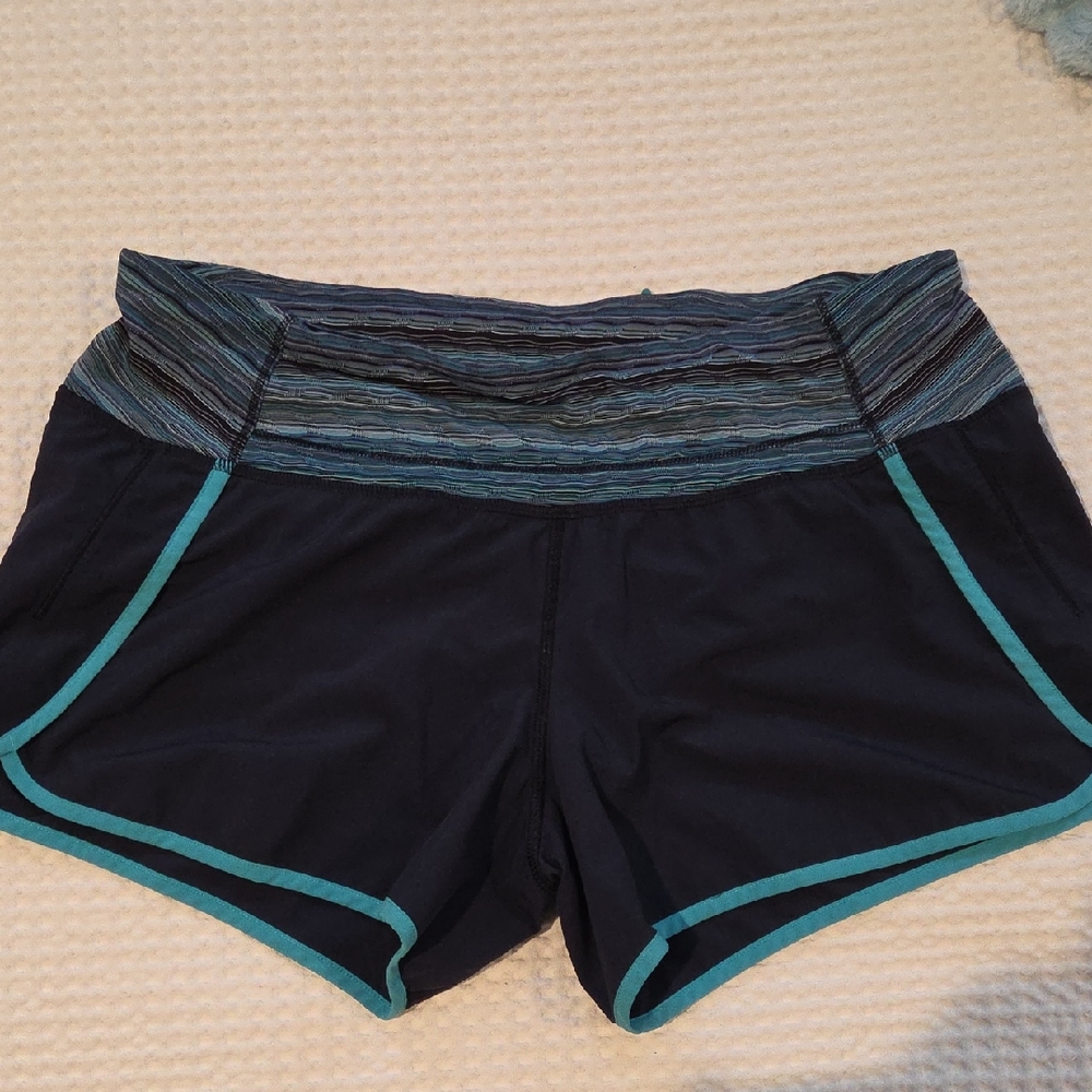 Lululemon Athletica Black and Teal Athletic Shorts